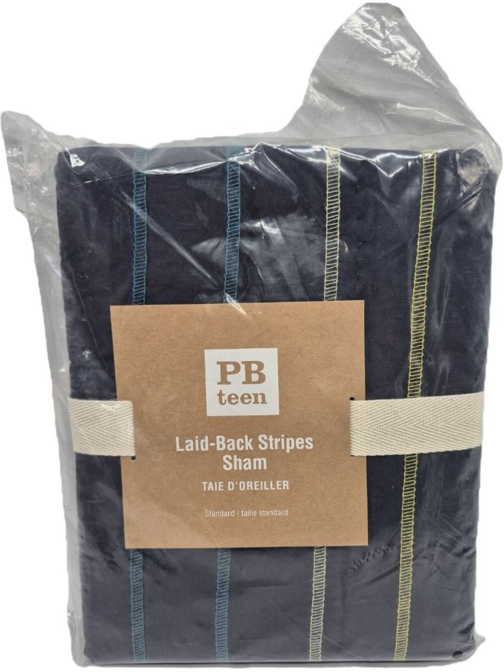 PB Teen Laid-Back Stripes Sham Standard Pillow Sham Taie D'Oreiller Navy Cotton